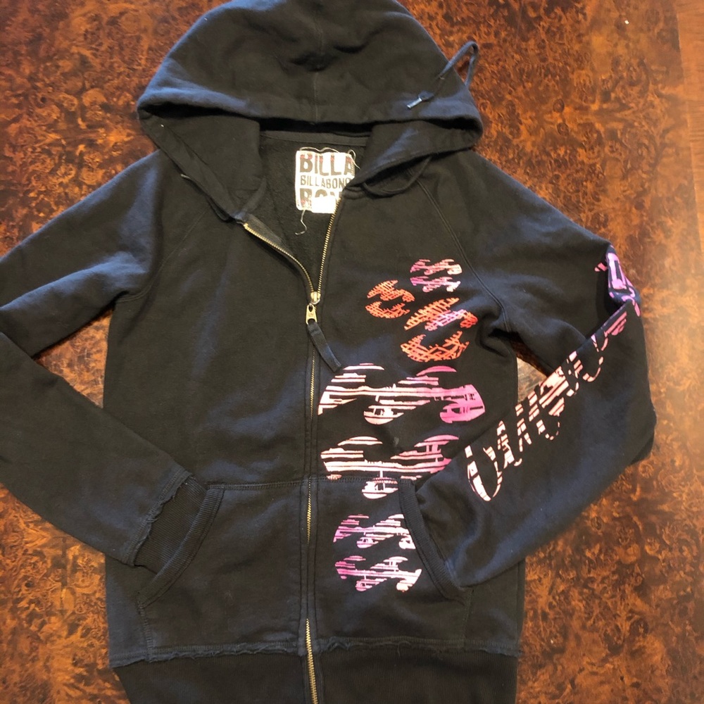 Billabong black zip up hoodie!